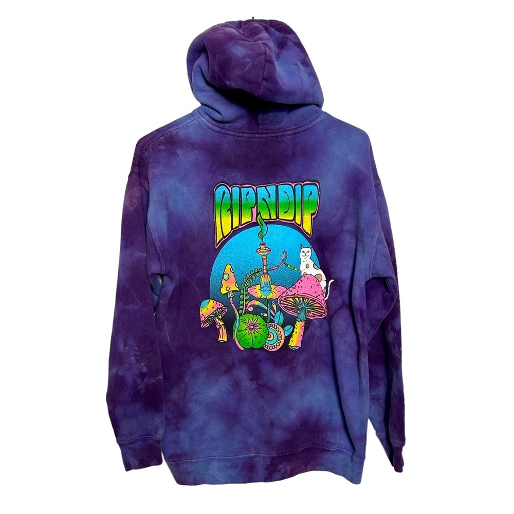 RipNdip Tie Dye Mushroom Hoodie Sweatshirt Men’s Size Small Hooka Purple